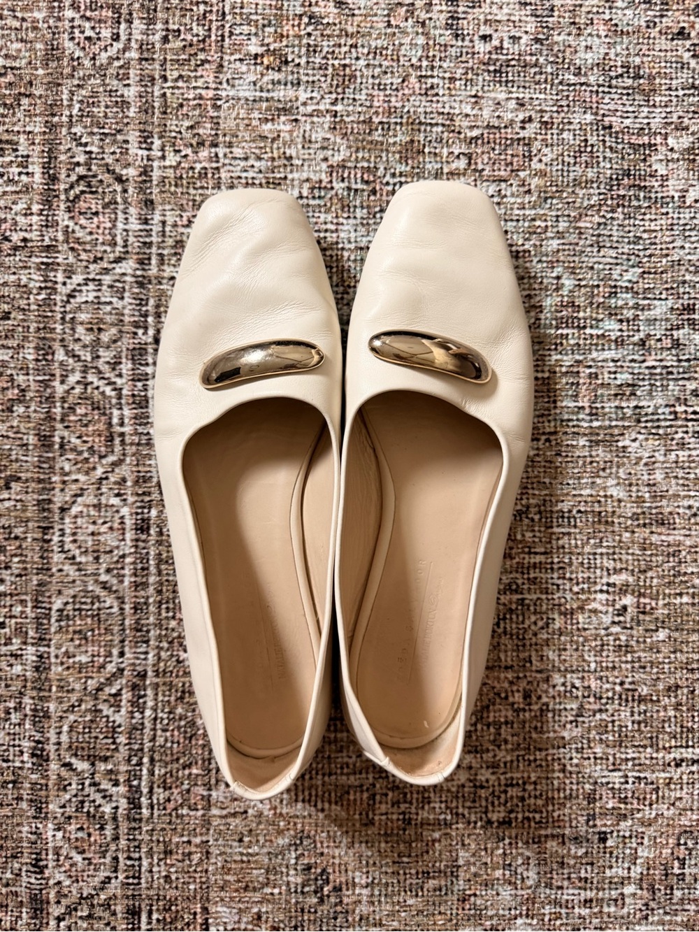Freda Salvador x Natalie Borton Jessie Flat in Bone Napa Leather